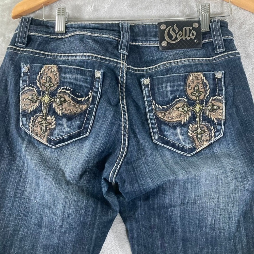 Cello Jeans Womens Size 6 Dark Wash Embroidered Bootcut Denim Flare